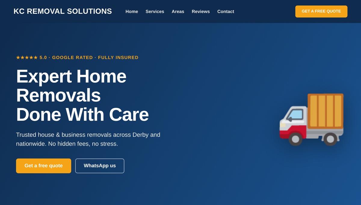 KC Removal Solutions website